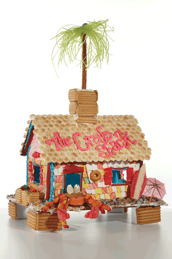 A fishing village gingerbread creation